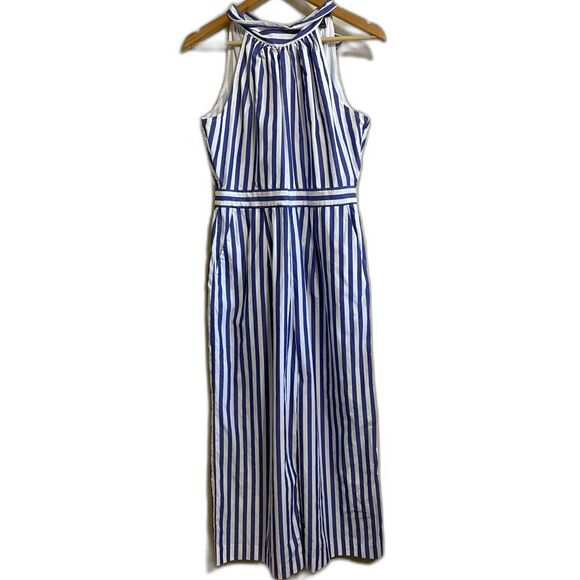 J. Crew striped halter wide leg jumpsuit blue white nautical coastal preppy 6 - Picture 1 of 14